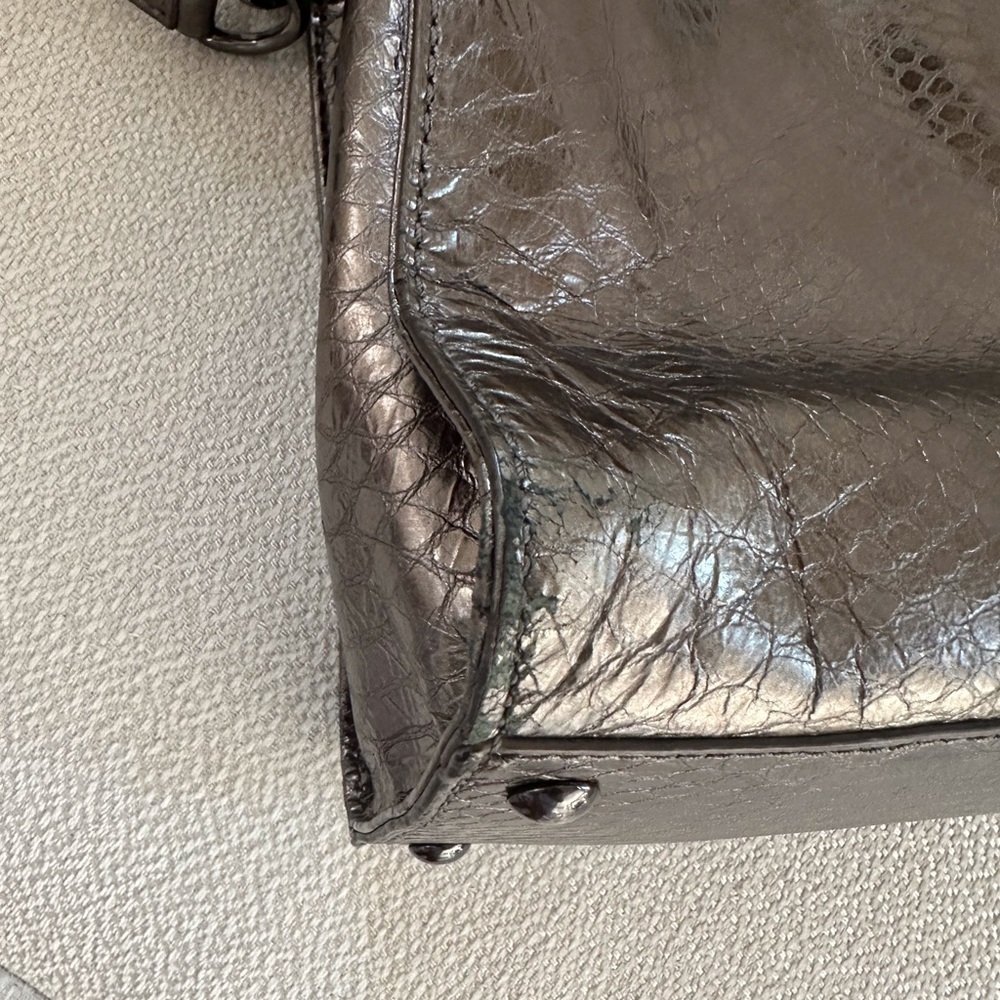 Michael Kors Faux Snakeskin Embossed Metallic Satchel - Picture 5 of 11